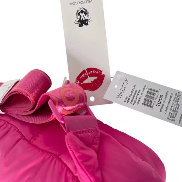 Wildfox Parachute Crossbody Zip Sling Belt Purse Pink Puffy Bag - Picture 2 of 9